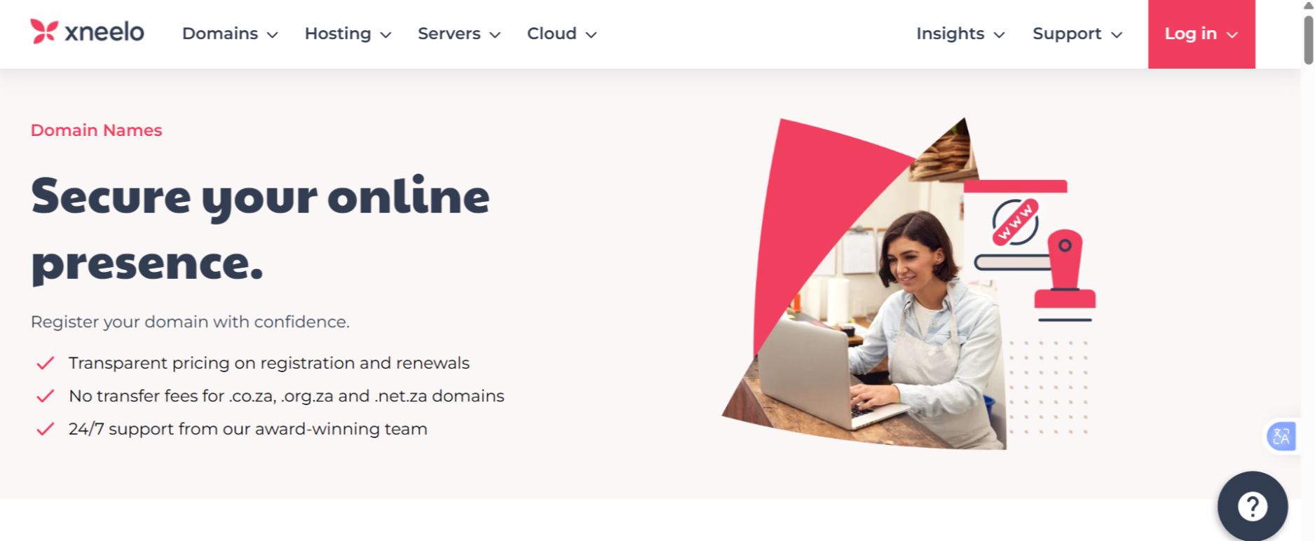 a screenshot of xneelo a Domain Registrars in South Africa
