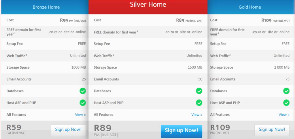 Windows hosting Afrihost pricing