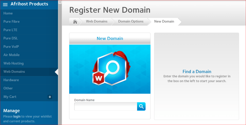 Registering a New Domain on Afrihost.