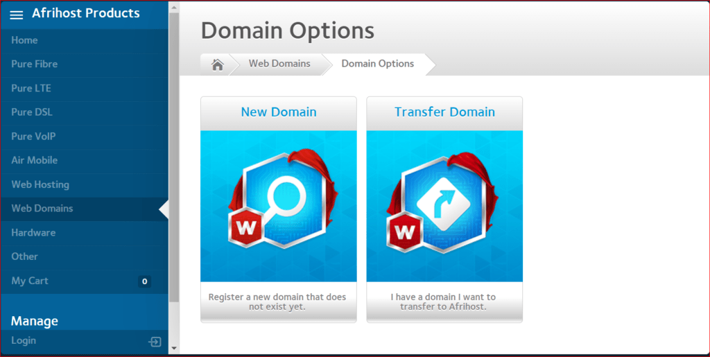 Domain Registration and Domain Transfer on Afrihost