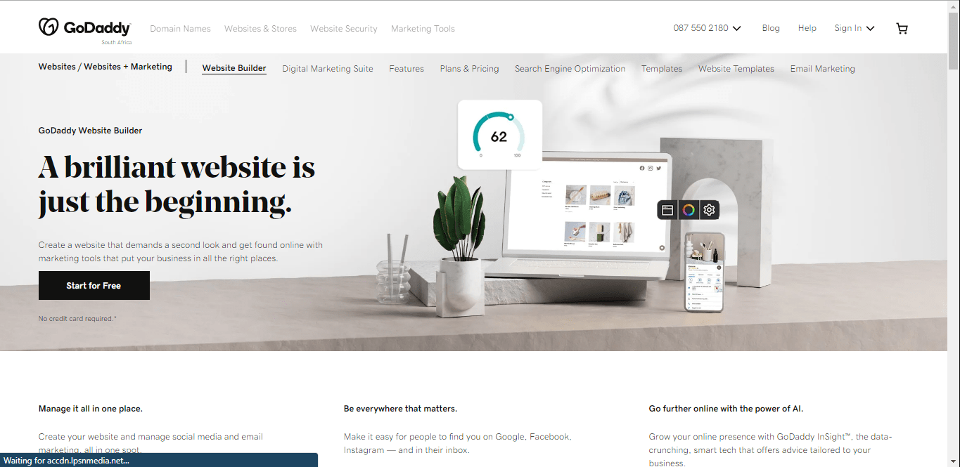 GoDaddy website builder in South Africa
