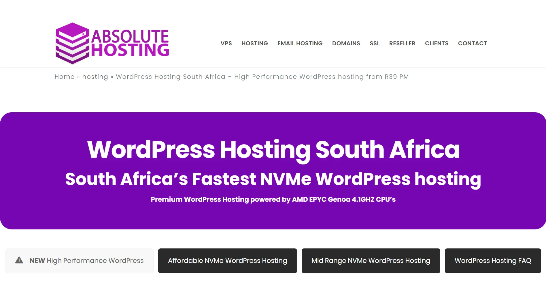 Best wordpress hosting in South Africa - Absolute hosting