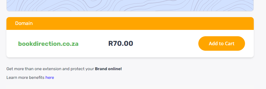 Registration fee is based on the registrar, usually under ZAR 100 per year. You also need to pay a small .CO.ZA renewal fee yearly to maintain ownership.