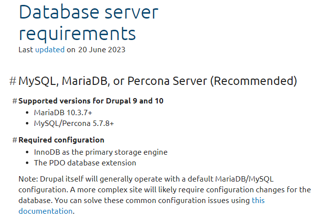 The open source MySQL database is the standard system used to store and organize all Drupal site content and configurations in a backend database. 