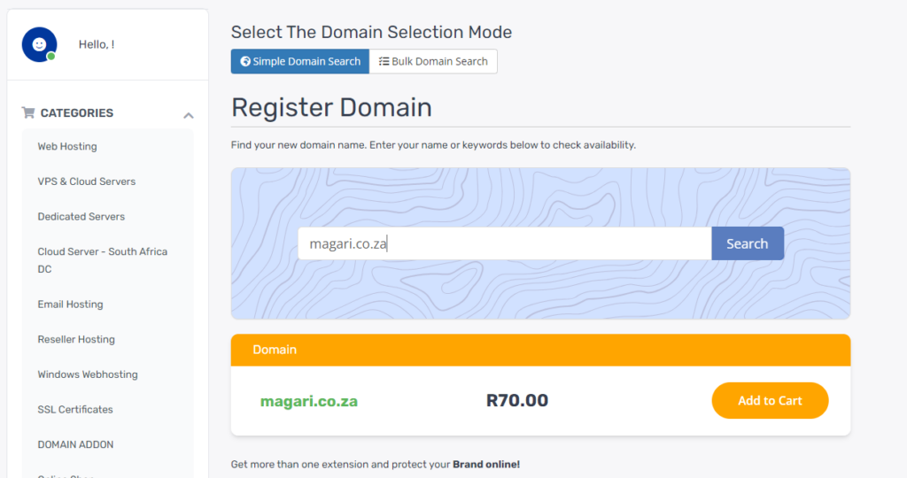 buy a domain in south africa