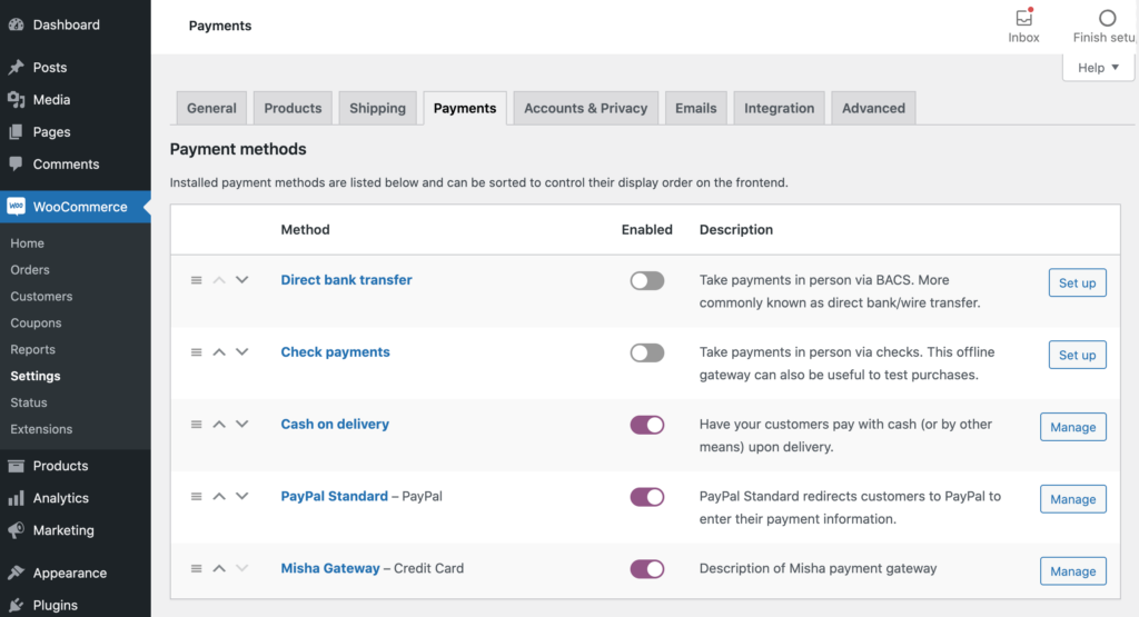 Setting Up Payment Gateways woocommerce