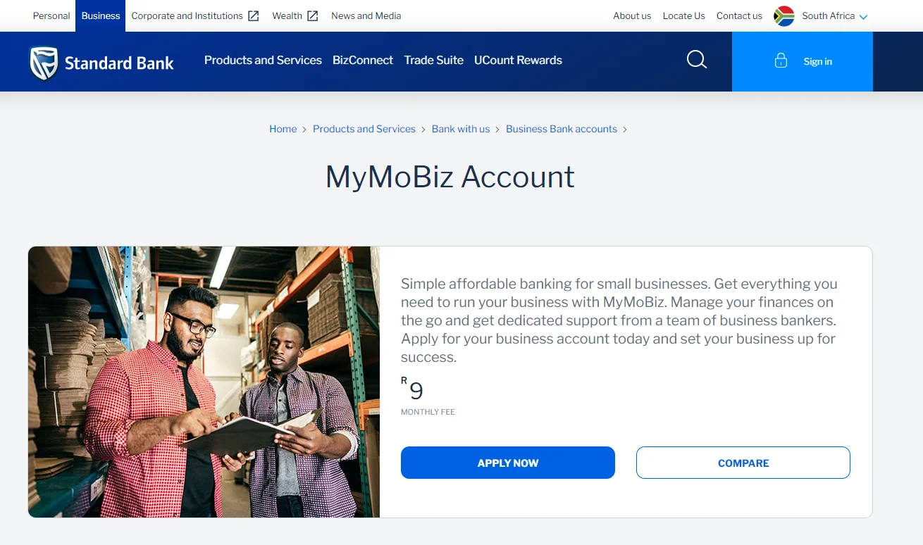 Standard Bank MyMoBiz Account