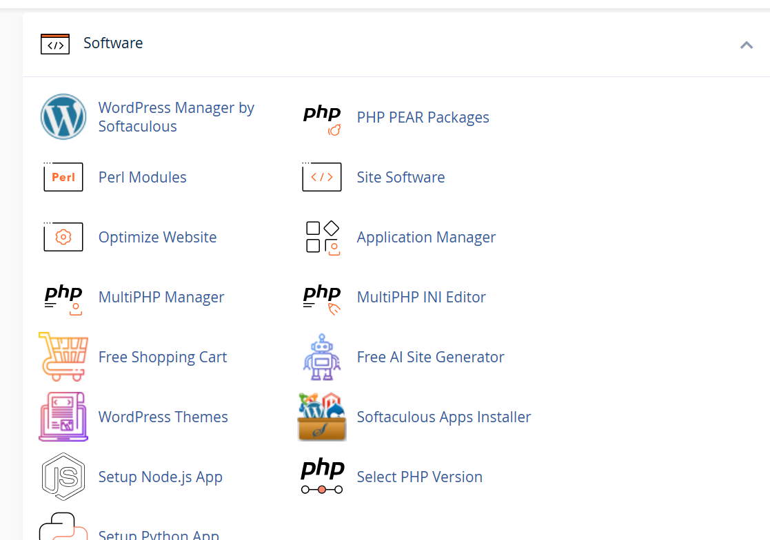 How to Check the PHP Version 2 a screenshot of software section in cPanel