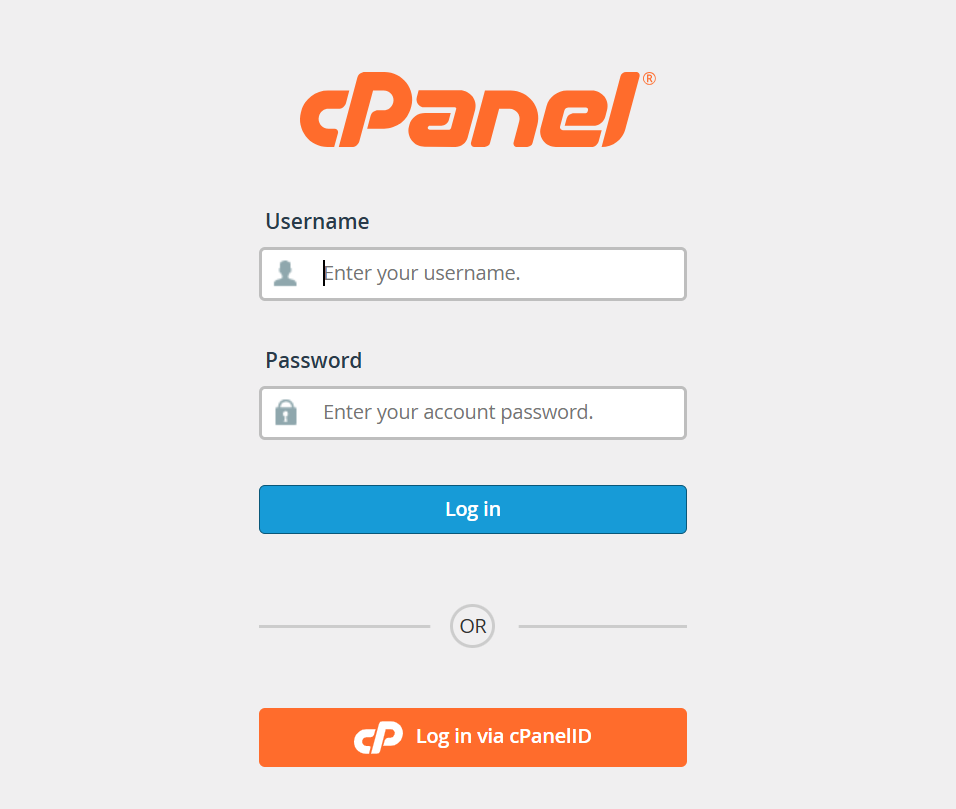 a screenshot of cPanel login page 