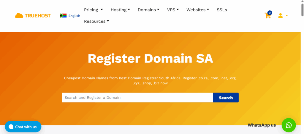 How to Start a Blog in South Africa: The Ultimate WordPress Guide 2 a screenshot of Truehost SA site
