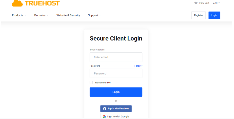 Truehost client area