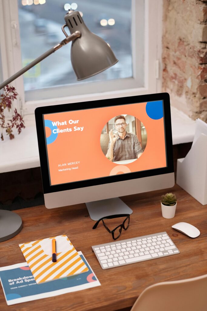 Digital Agencies Hosting South Africa 1 A simple workspace at home with a switched on desktop monitor showing a window digital agencies hosting south Africa