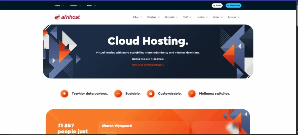 Afrihost screenshot