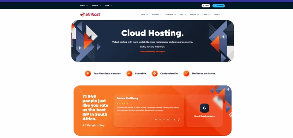 10 Best Web Hosting Providers in South Africa (2026 Rankings) 4 Afrihost Web Hosting