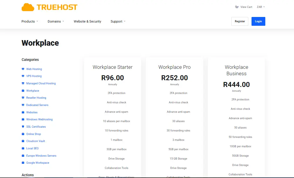 truehost workplace is popia compliant email hosting south africa
