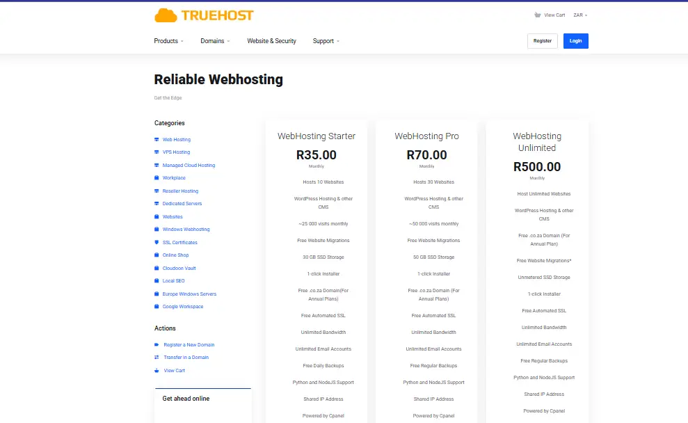 Cheap Web Hosting South Africa