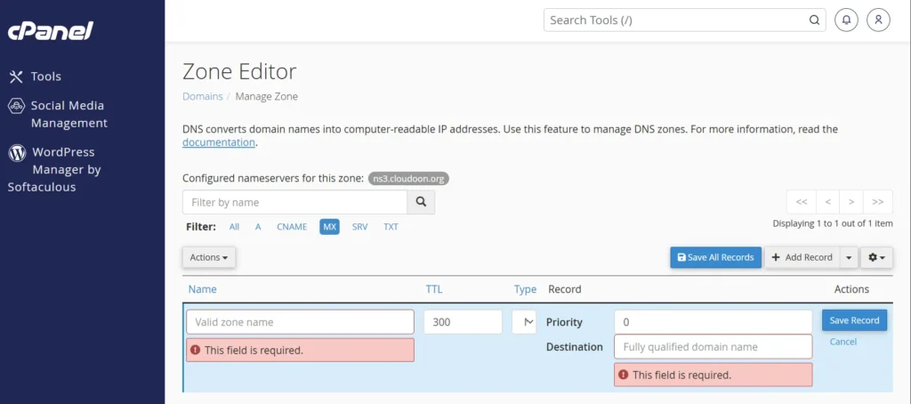 DNS converts domain names into computer-readable IP addresses. Use this feature to manage DNS zones. For more information, read the documentation.