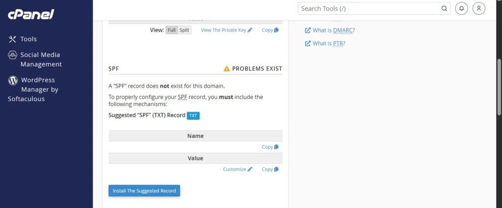 A “SPF” record does not exist for this domain.
To properly configure your SPF record, you must include the following mechanisms: