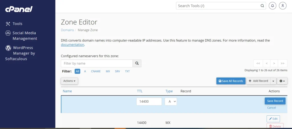 DNS converts domain names into computer-readable IP addresses. Use this feature to manage DNS zones. For more information, read the documentation.