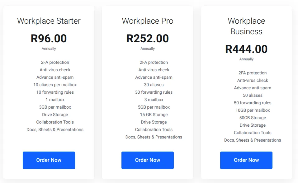 email hosting plans