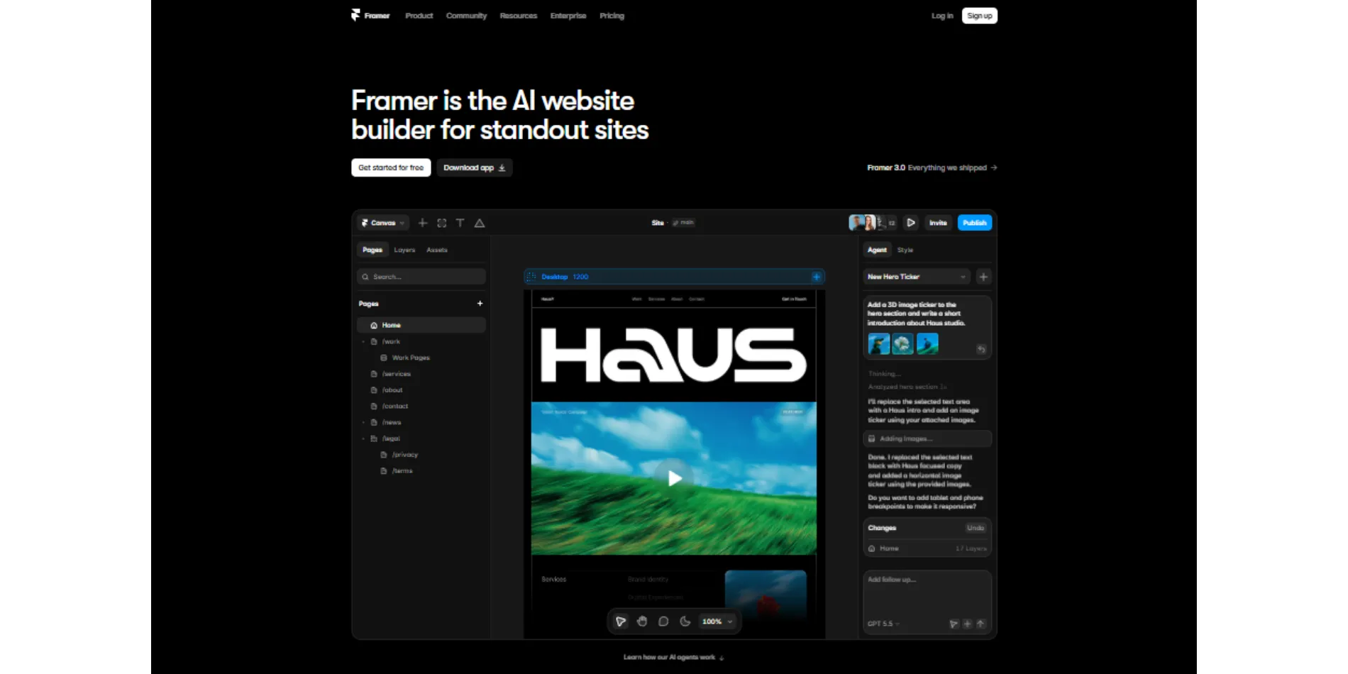Framer AI free website builder in South Africa
