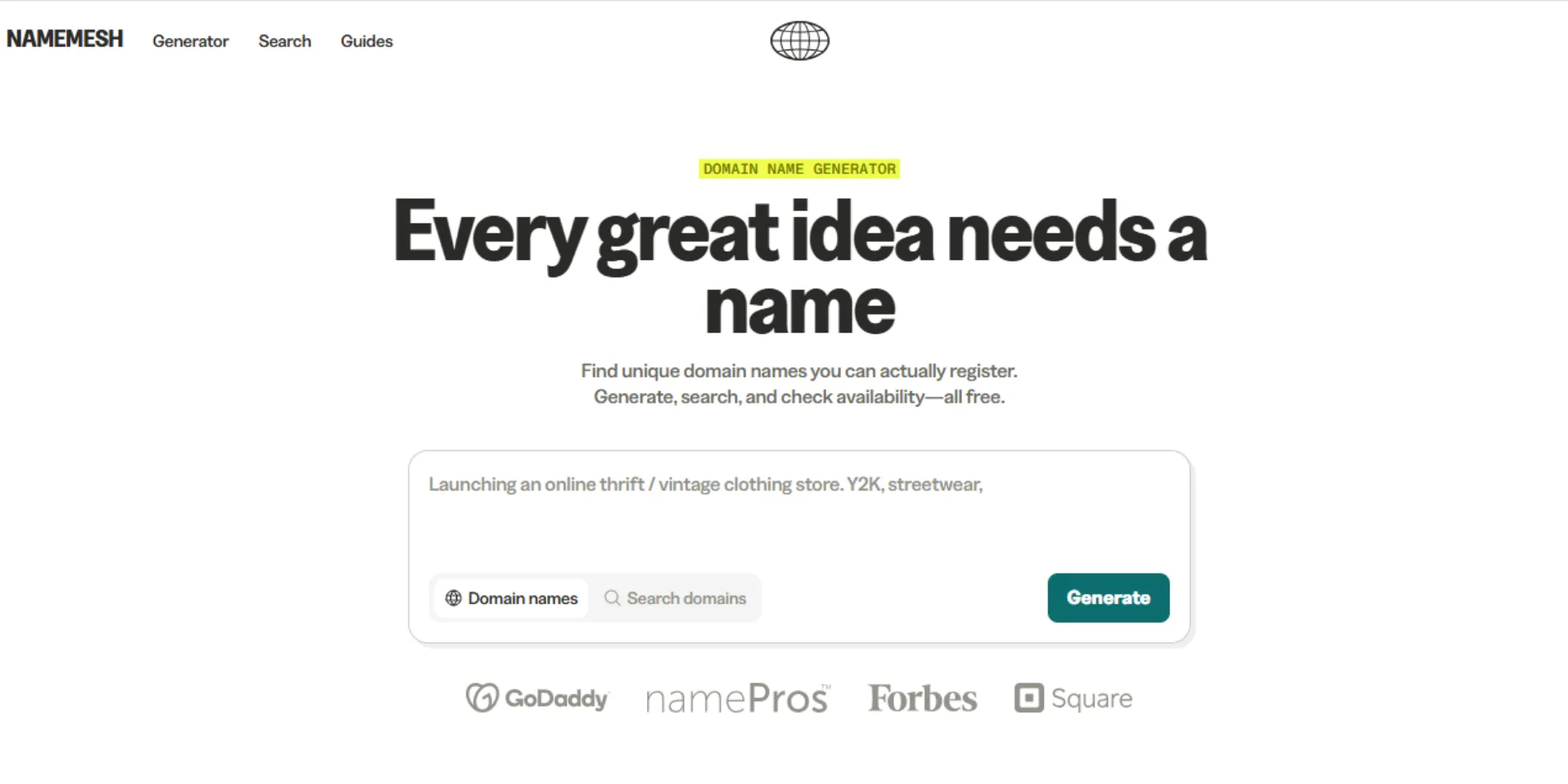 NameMesh domain name generators