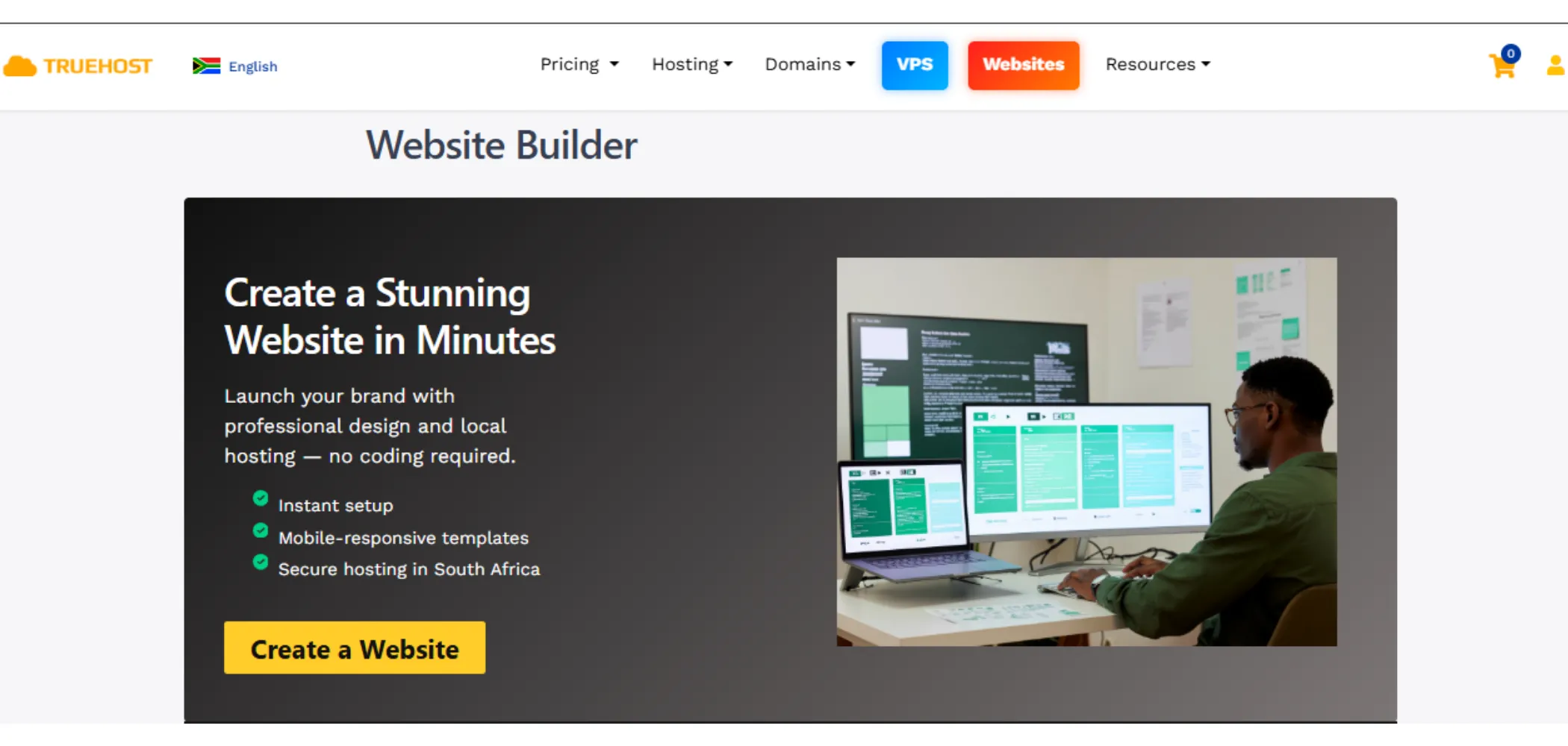 Truehost free website builder in South Africa