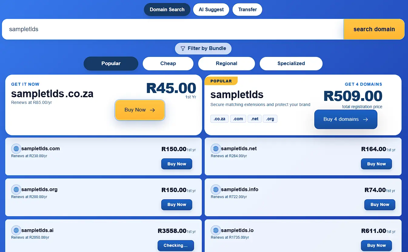 bulk domain search results