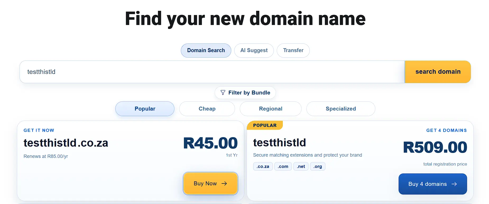 Find your new domain name