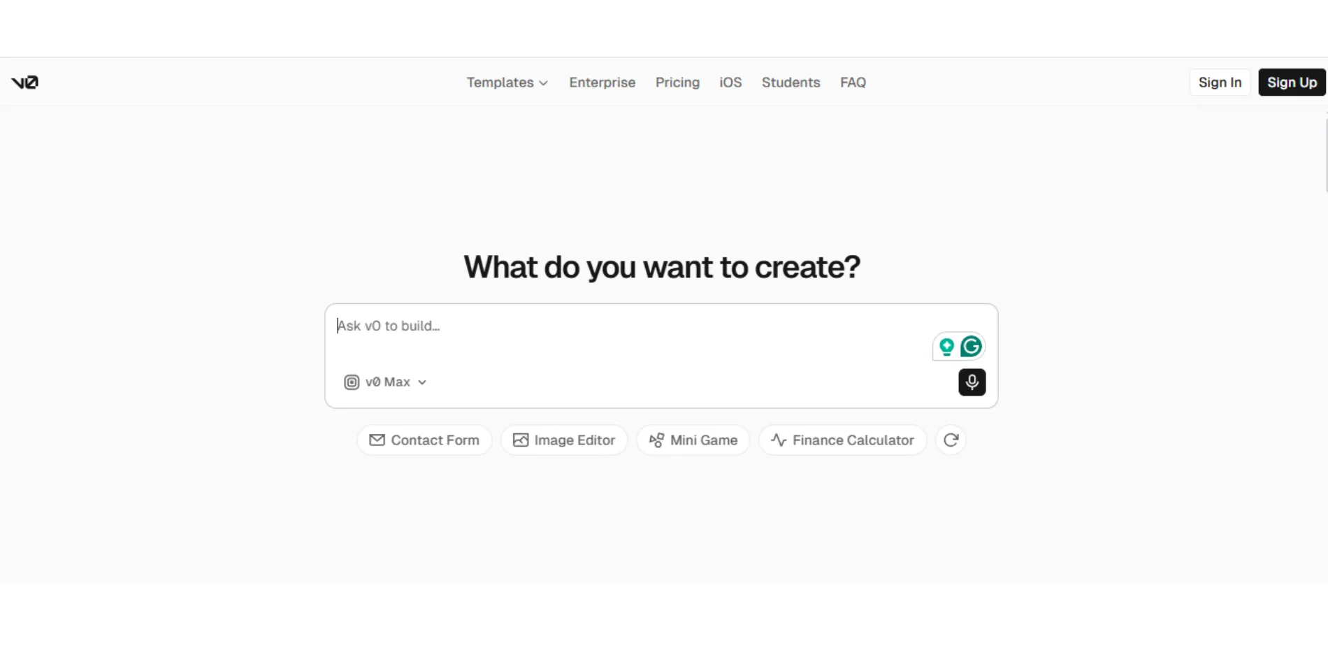 v0 by Vercel AI Builder free website builder in South Africa