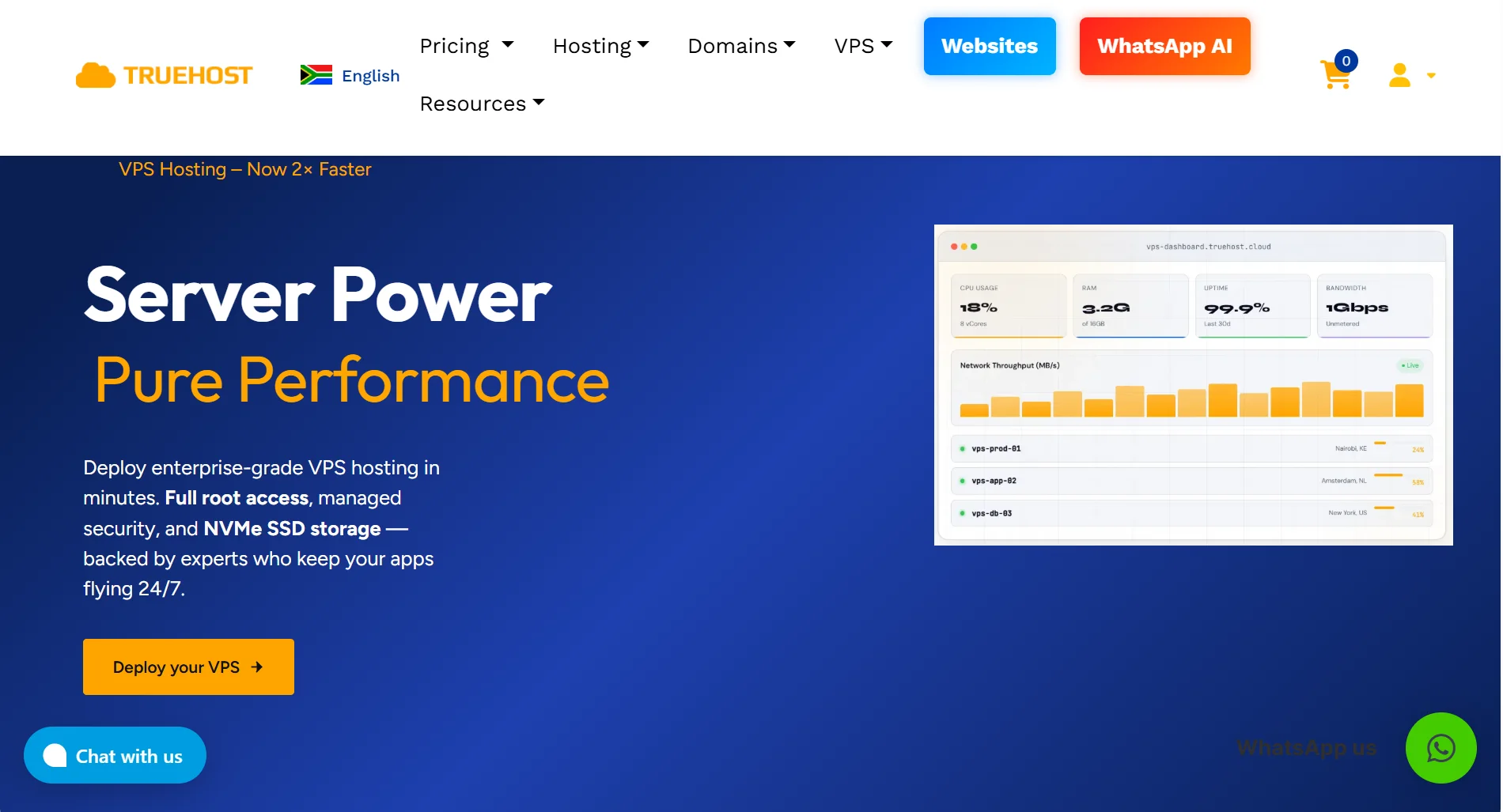 VPS hosting in South Africa - Truehost vps