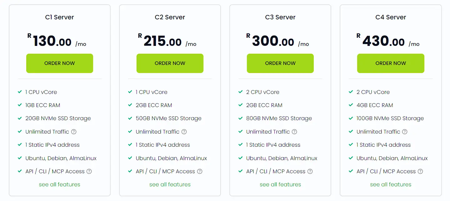 hostafrica hosting vps prices