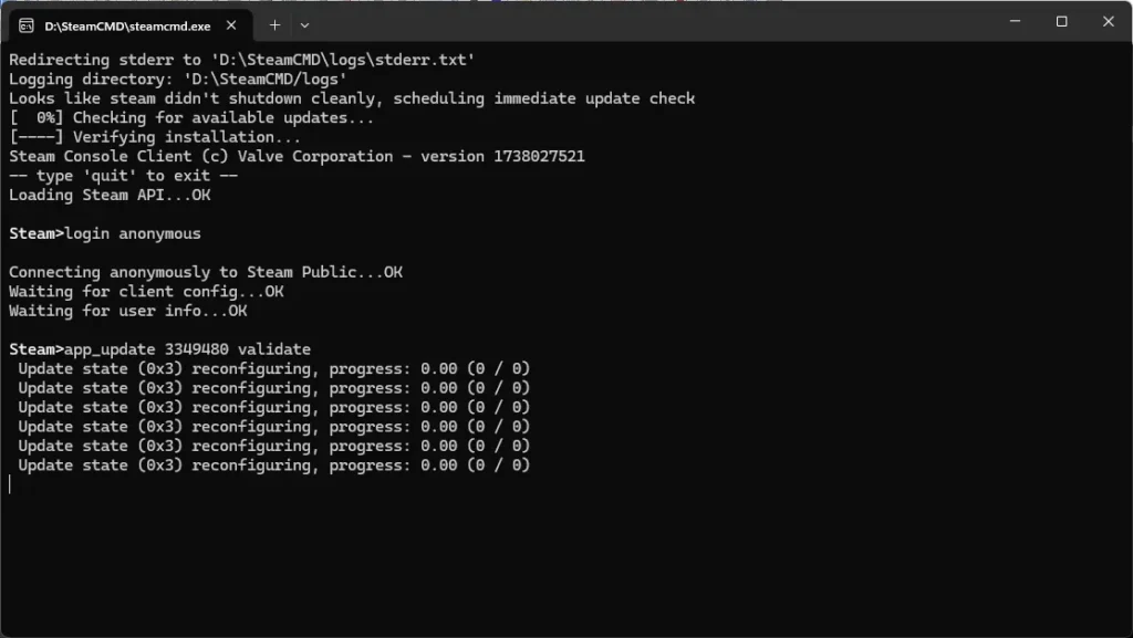 force isntall steamcmd on server force_install_dir ./serverfiles/