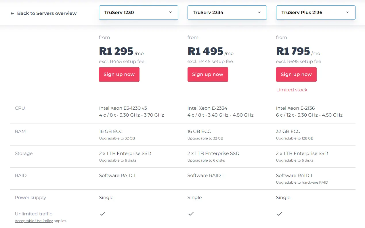 xneelo dedicated server price