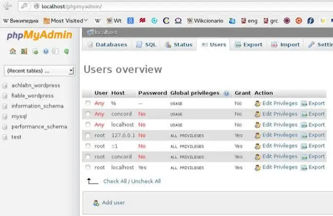 Configure the WordPress Database