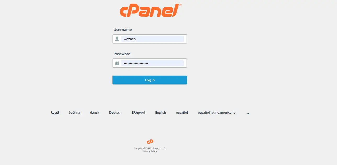 Log In to Your cPanel Account