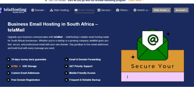 Image showing the interface of email hosting