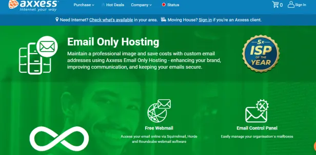 Image showing the interface of Axxess email hosting