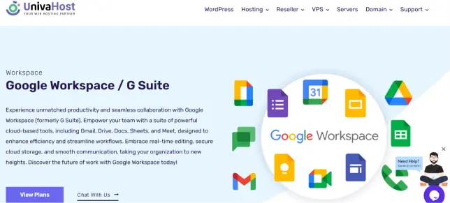 Image showing the home page of Univa host