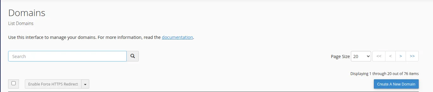 create new domain in cpanel