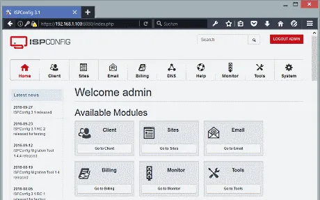 ispconfig control panel vps dashboard
