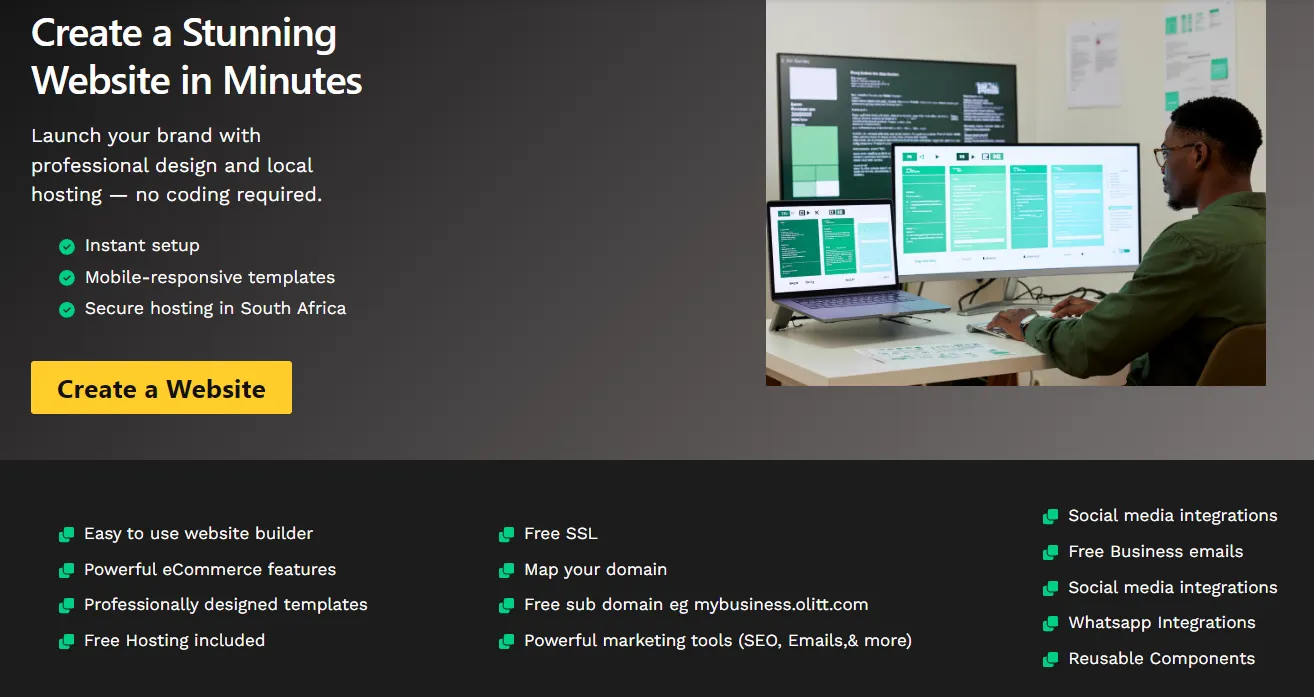 Create a Stunning Website in Minutes
Launch your brand with professional design and local hosting — no coding required.