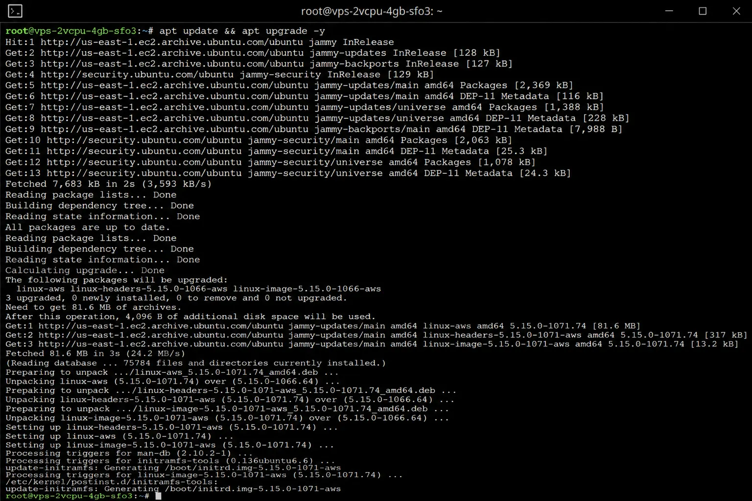 apt update && apt upgrade -y